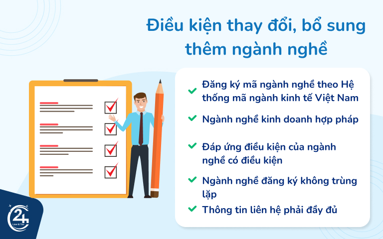 Các điều kiện thay đổi, bổ sung thêm ngành nghề kinh doanh